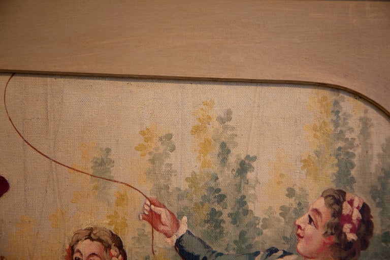 French Framed Aubusson Tapestry Cartoon C. 1880 For Sale