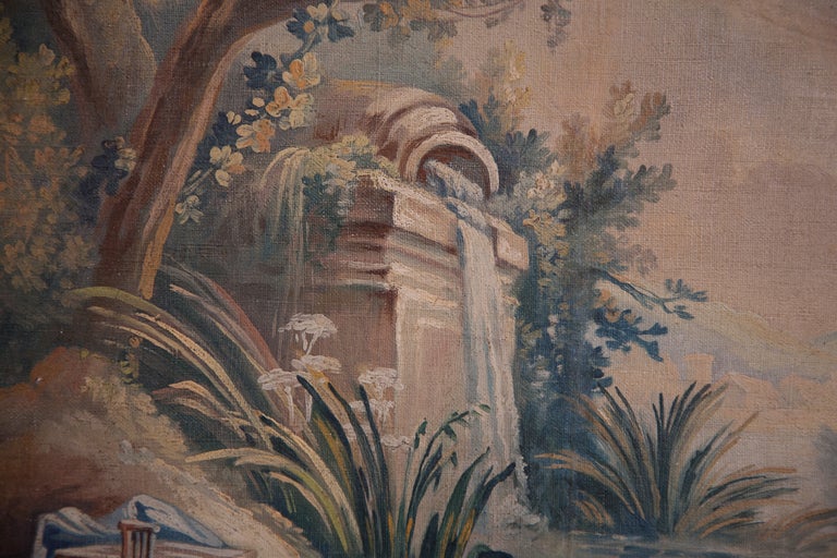 Framed  Aubusson Tapestry Cartoon, Circa 1880