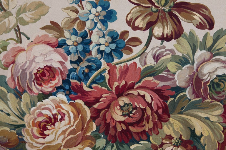 Aubusson Tapestry Cartoon With Flowers French circa 1880