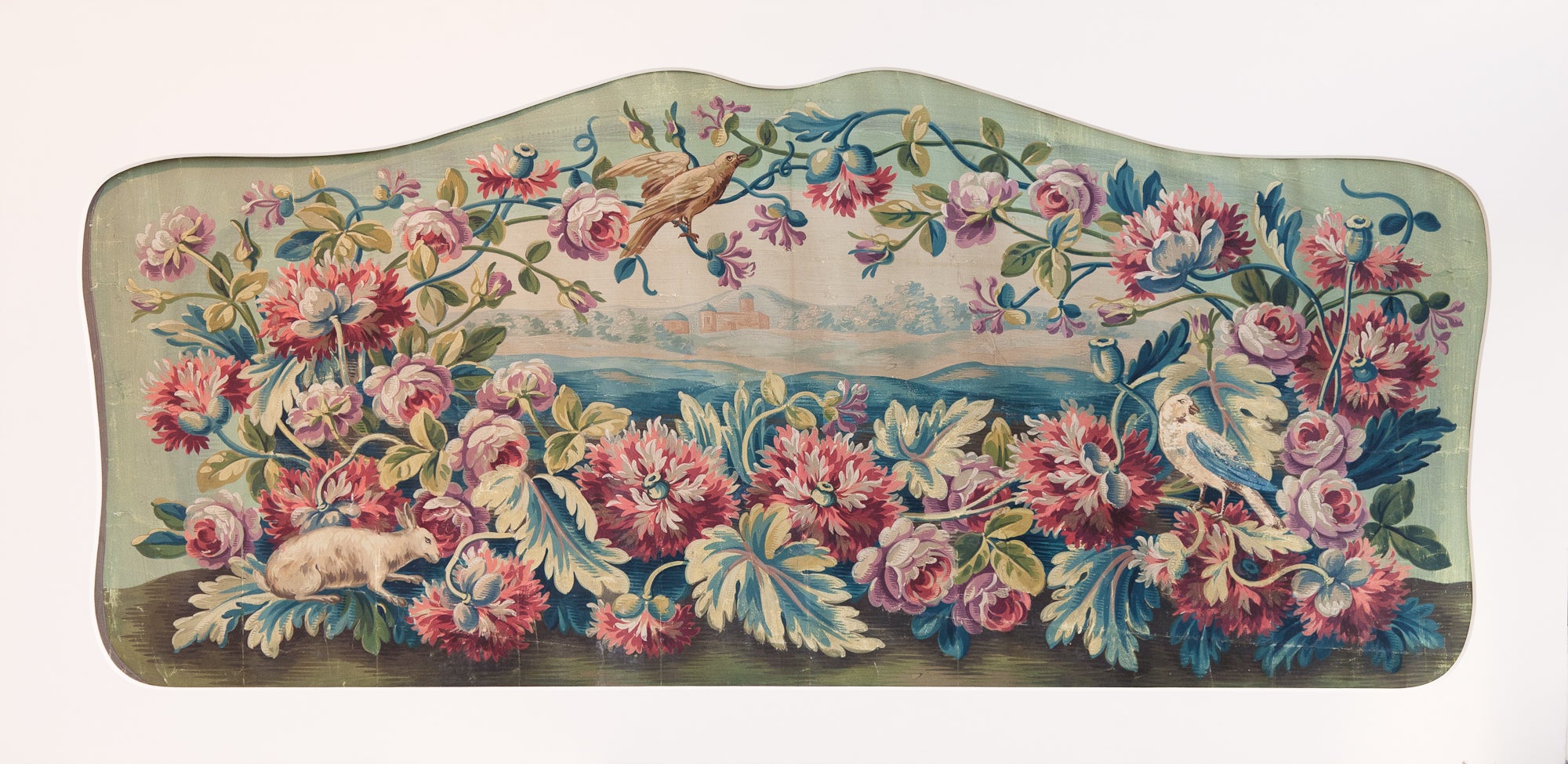 Aubusson Tapestry Cartoon For A Sofa Back in Gouache, C. 1880