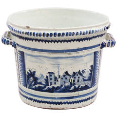 Antique 18th Century Blue And White Faience 'Pot A Oranger'