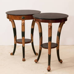 A Near Pair Of Small Directoire Gueridons With Black Marble Tops