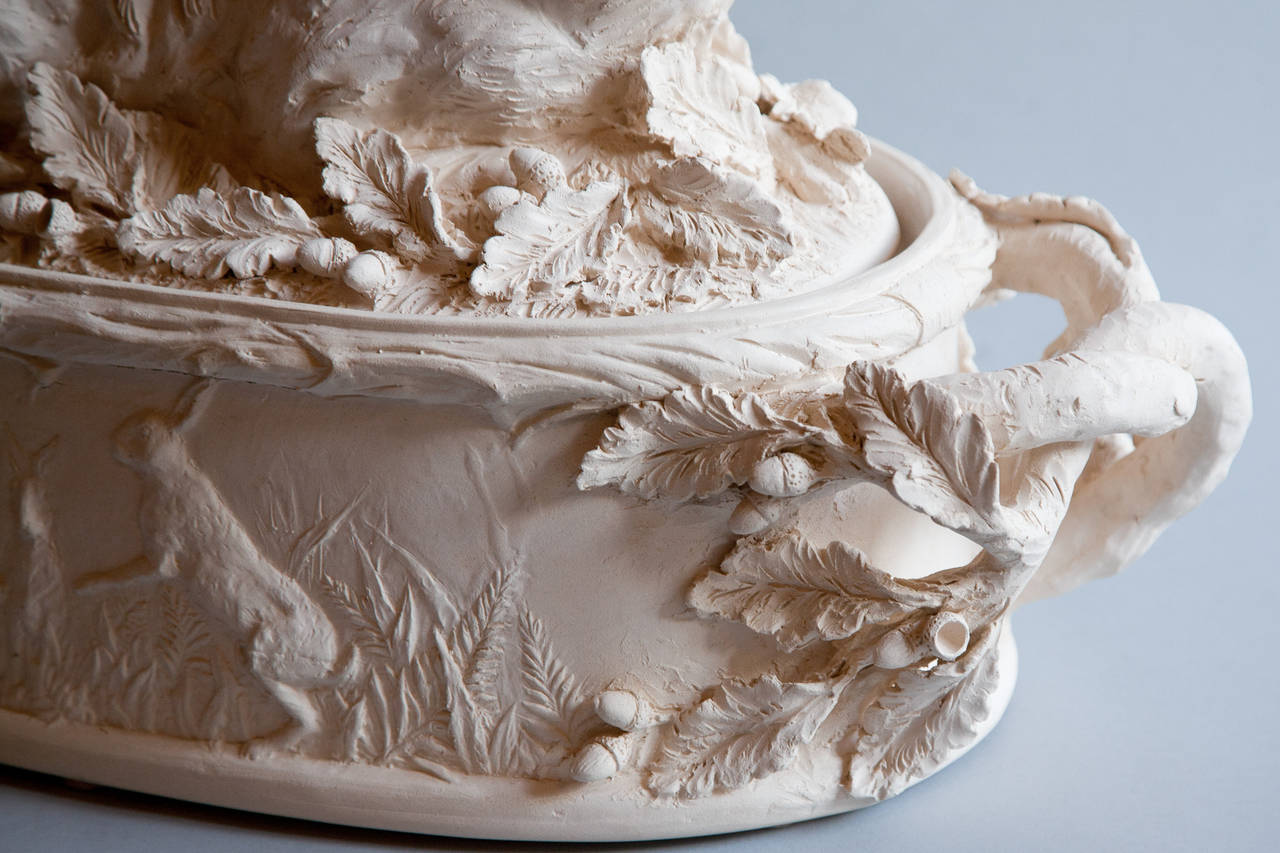 White Unglazed Faience Terrine In Good Condition In London, GB