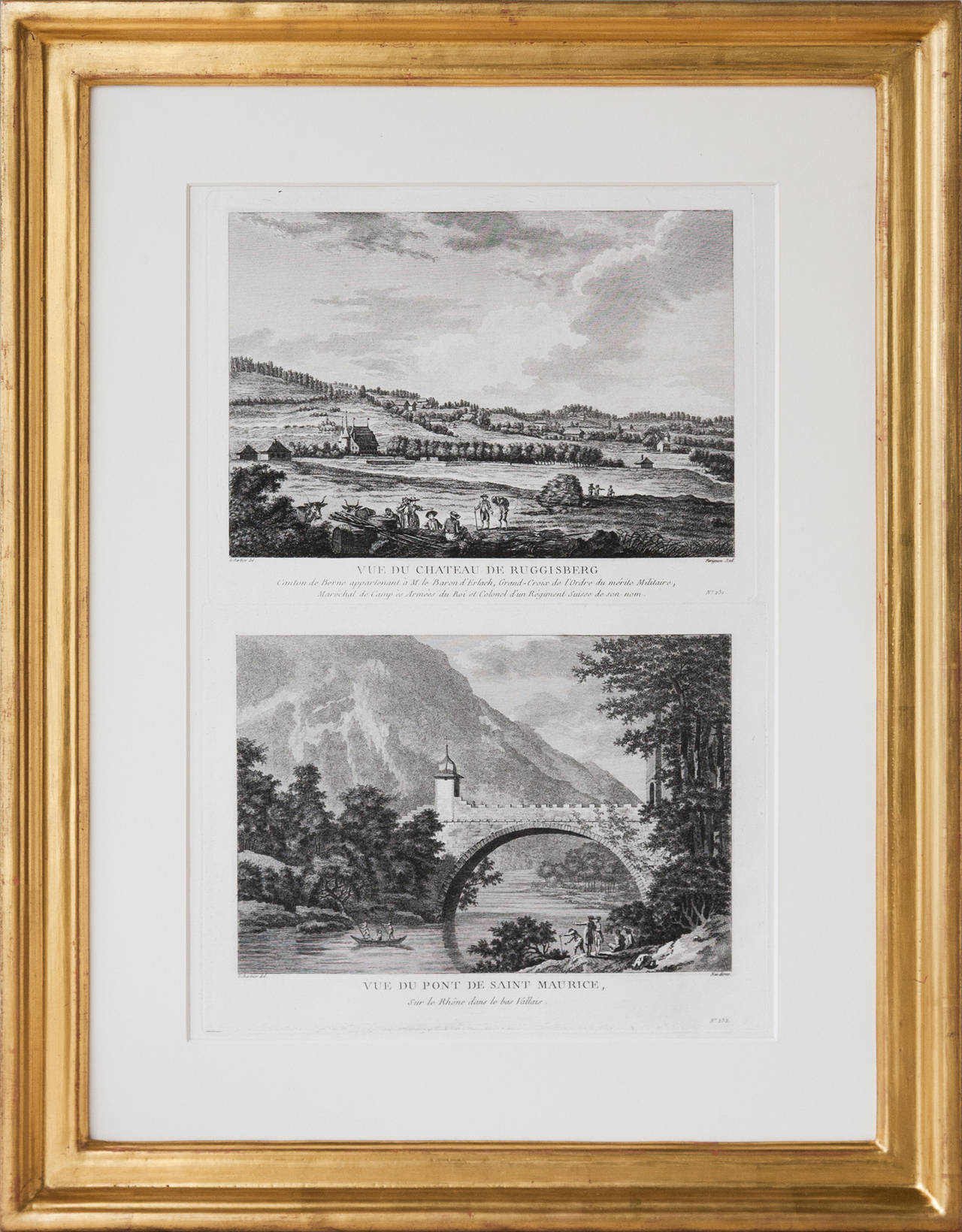 Set of Eight Copper Plate Engravings of Switzerland in Gilt Frames 2