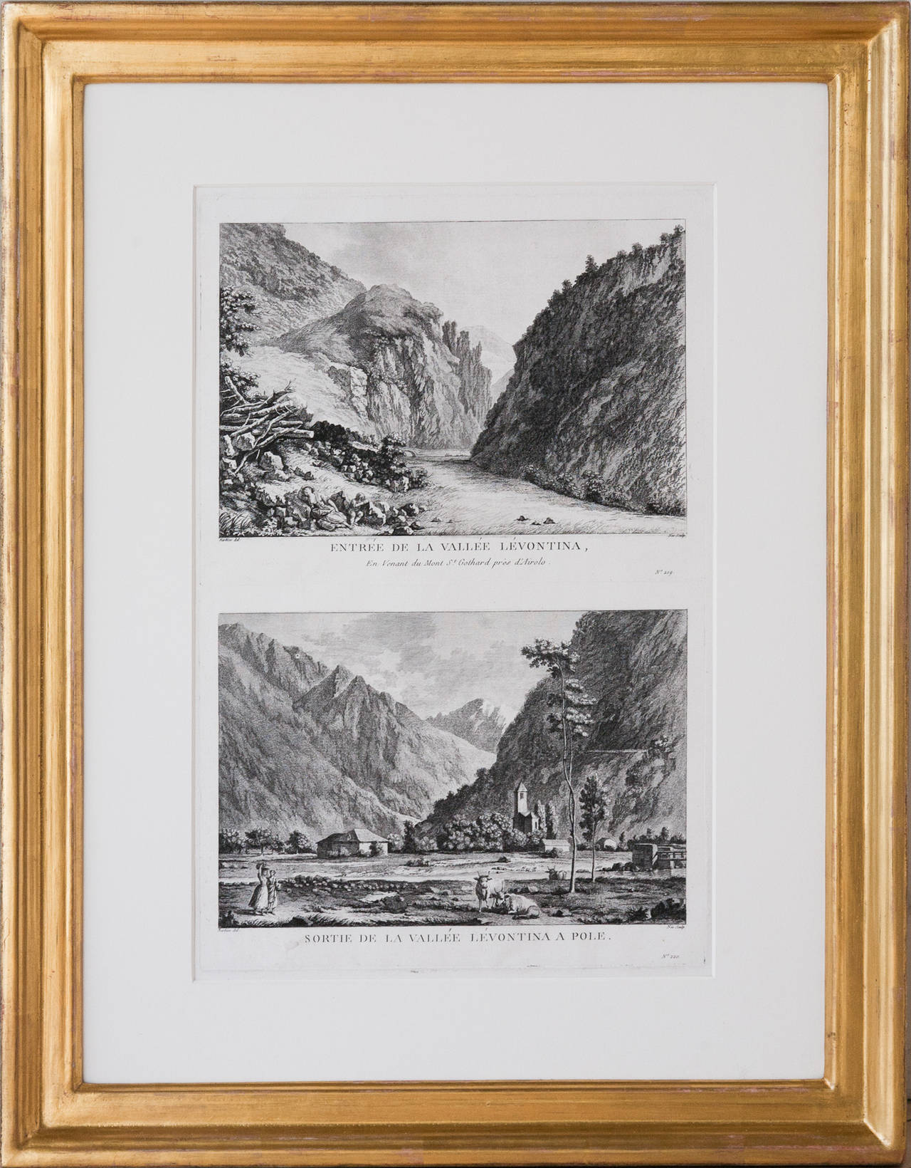 Set of Eight Copper Plate Engravings of Switzerland in Gilt Frames In Good Condition In London, GB