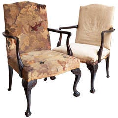 A Pair Of 19th Century Carved Mahogany Gainsborough Armchairs Of Large Proportions