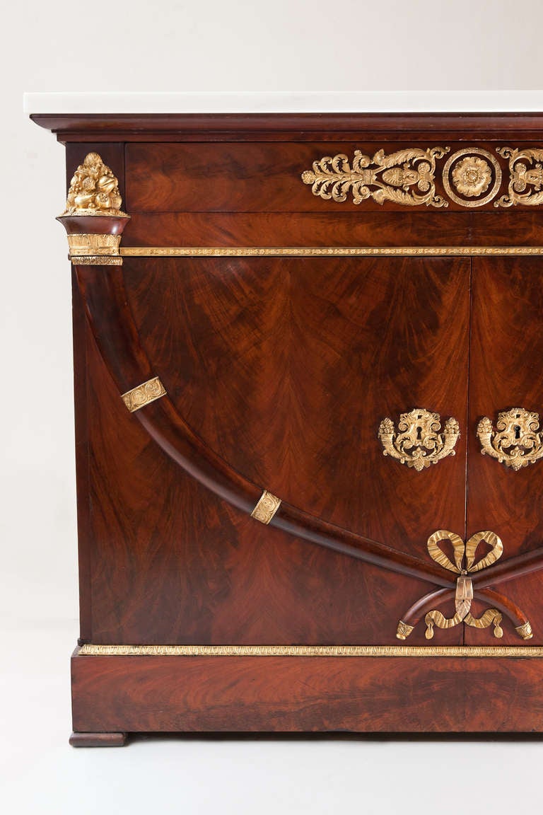 Important Restauration Gilt Bronze Mounted 'Commode Á Vantaux' Or Cabinet