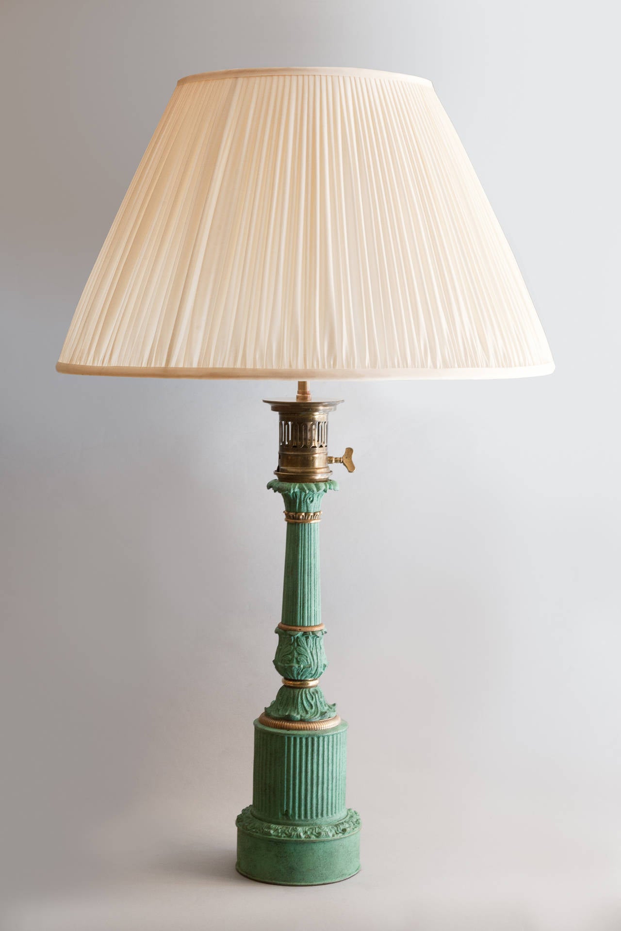 Restauration Verdigris Brass and Bronze Table Lamp