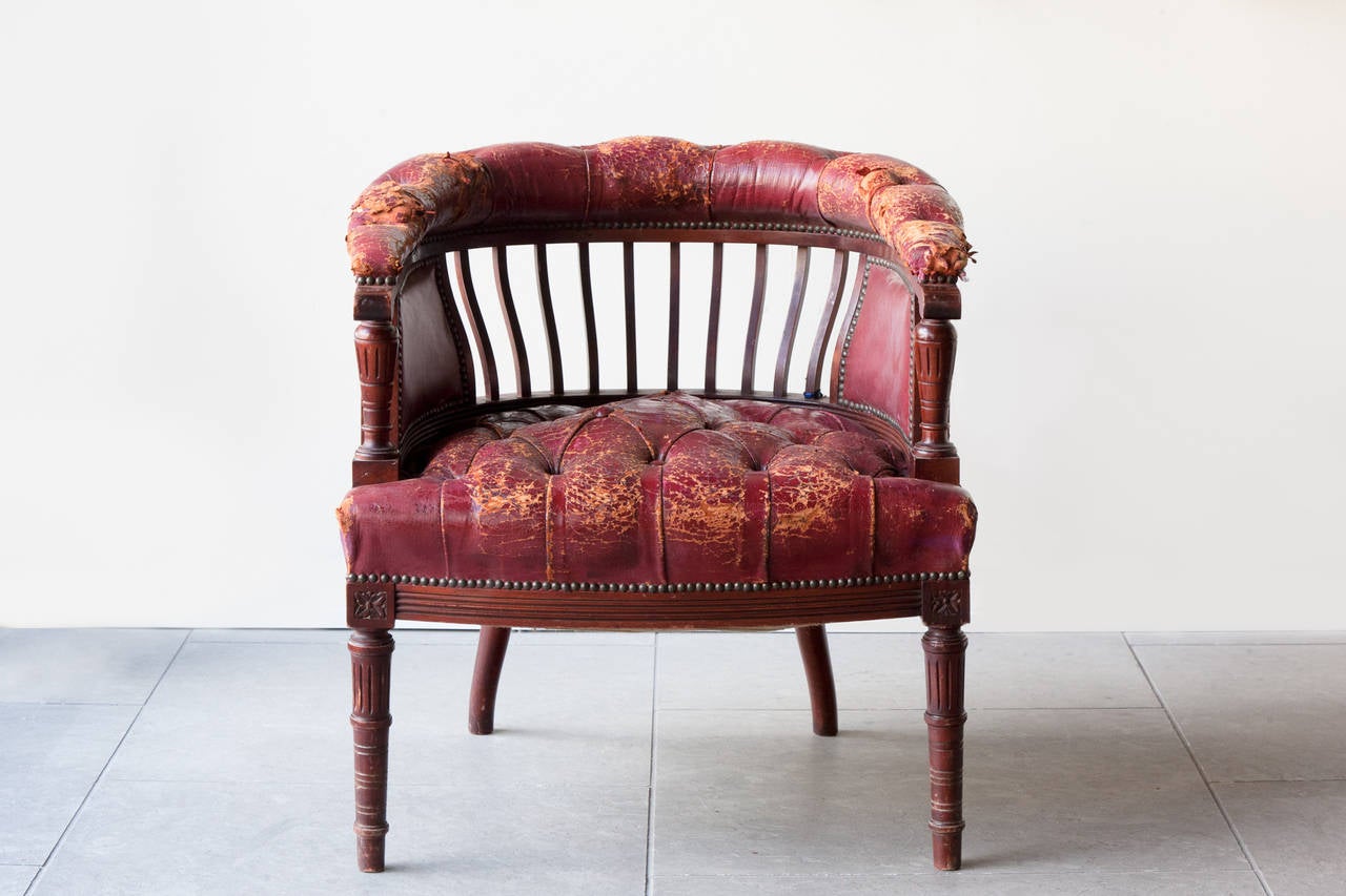 Pair of Victorian Mahogany LIbrary Chairs In Fair Condition In London, GB