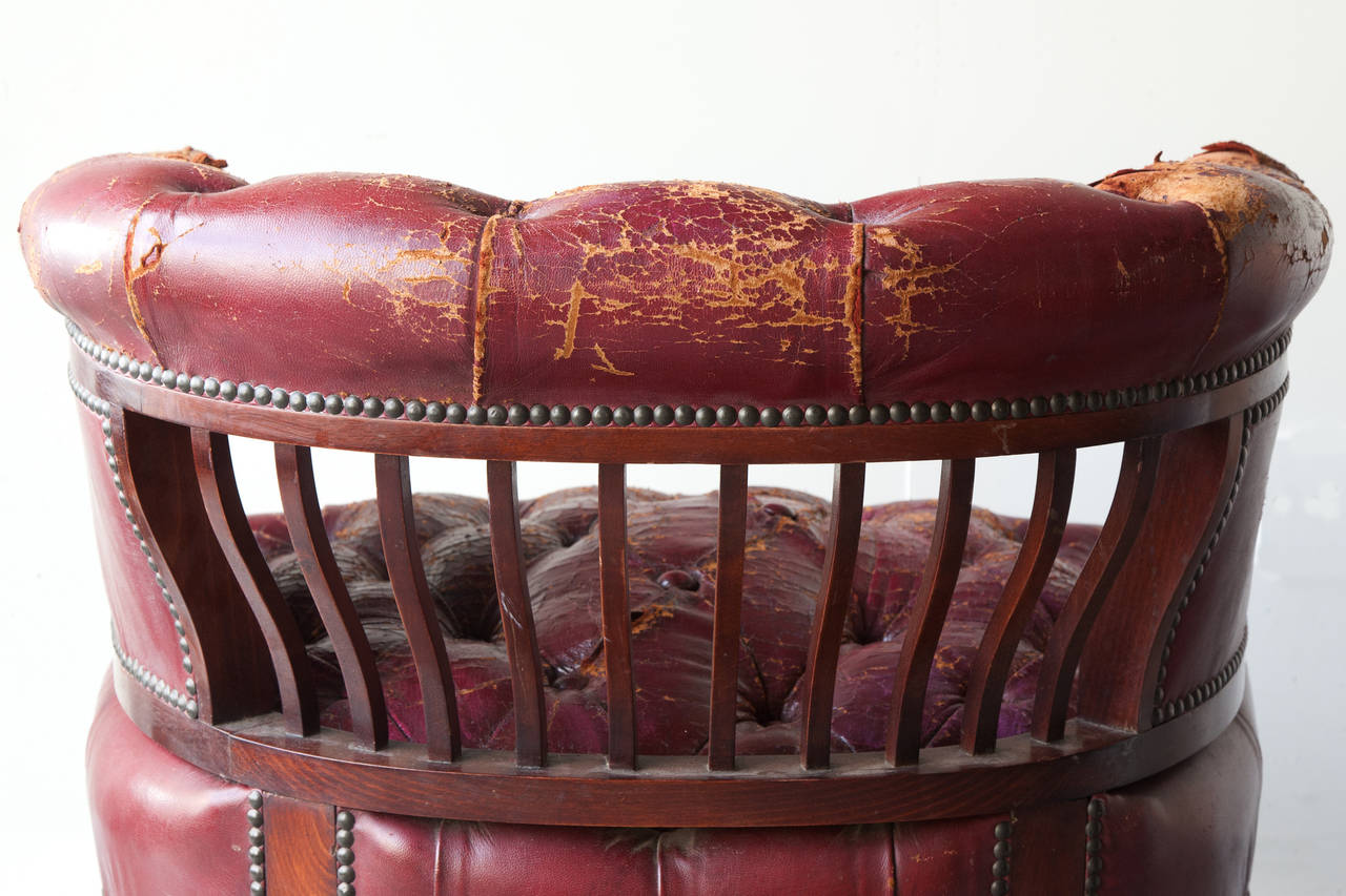 Leather Pair of Victorian Mahogany LIbrary Chairs