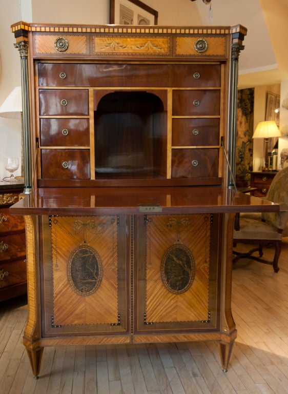 Edwardian Marquetry Fall Front Secretaire