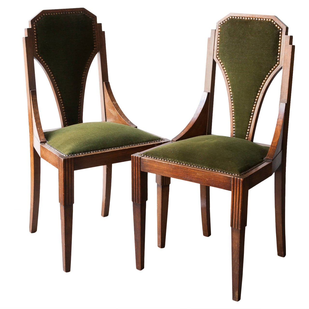 Pair of Art Deco Oak Hall Chairs at 1stDibs