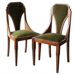 Pair of Art Deco Oak Hall Chairs