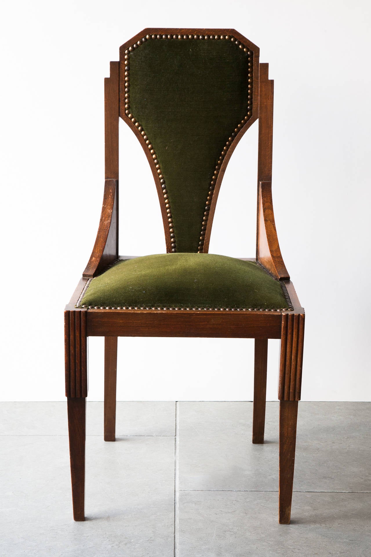 Pair of Art Deco Oak Hall Chairs at 1stDibs