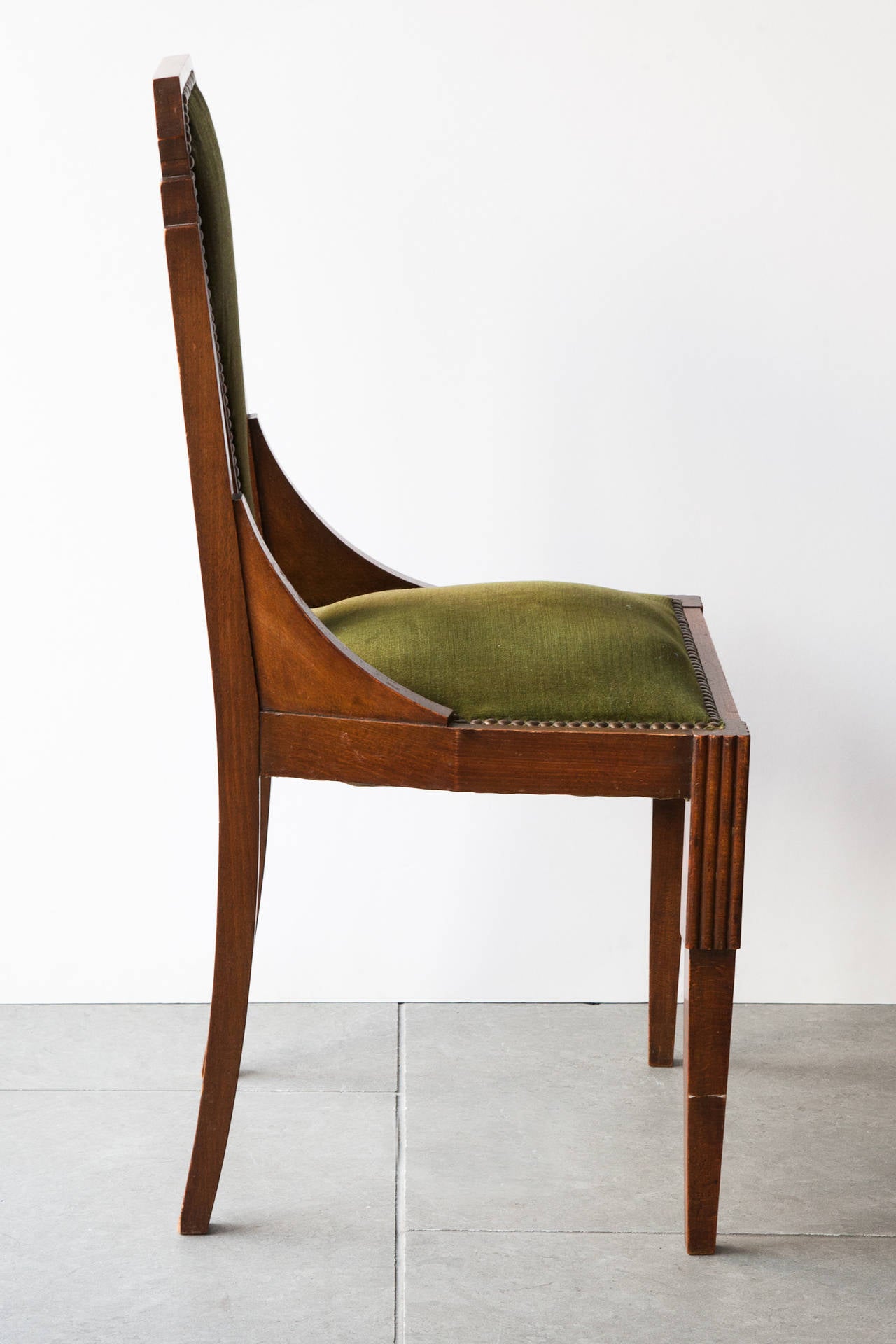 Pair of Art Deco Oak Hall Chairs at 1stDibs