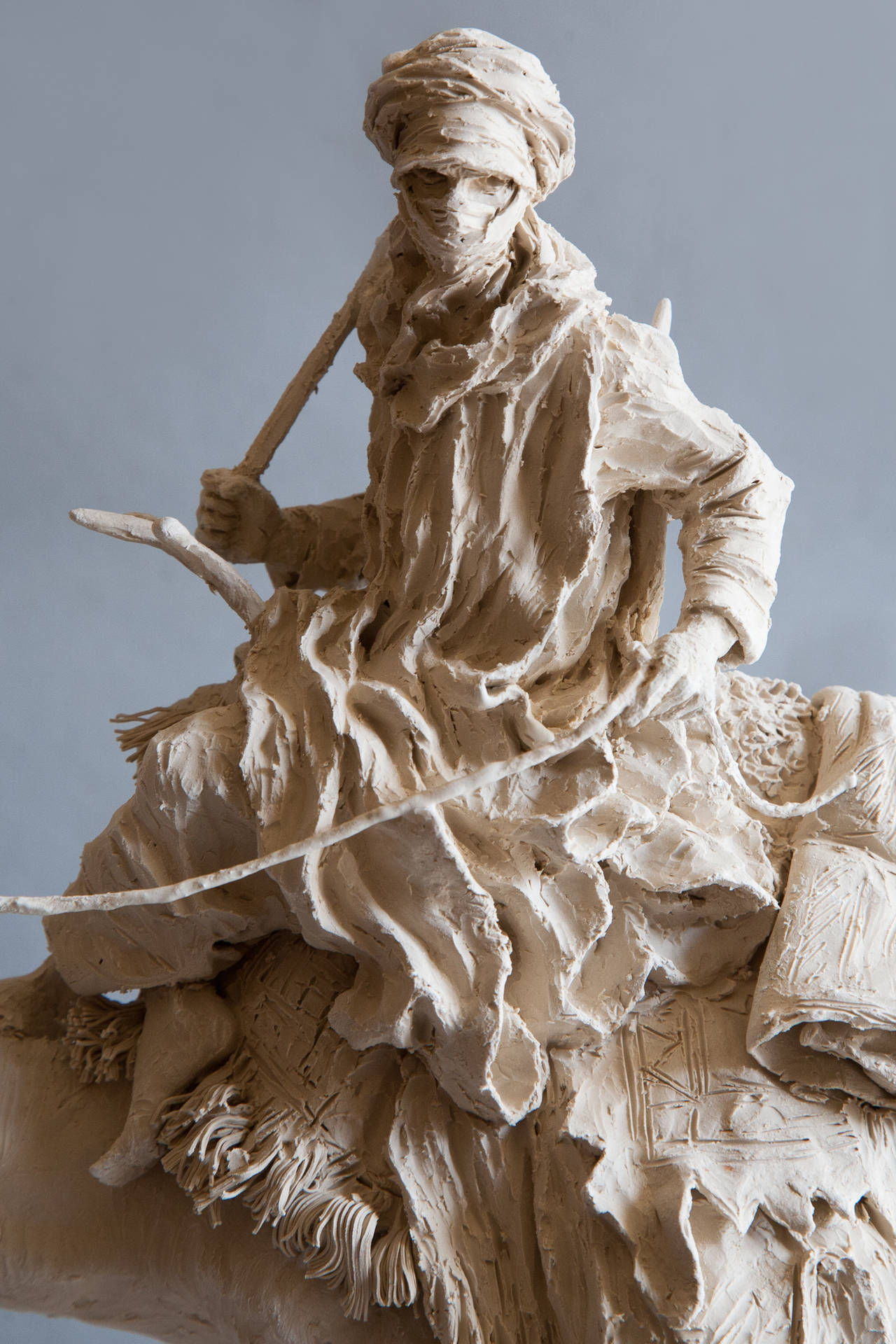 Contemporary Mounted Touareg on a Dromedary Sculpture in Matte Porcelain For Sale