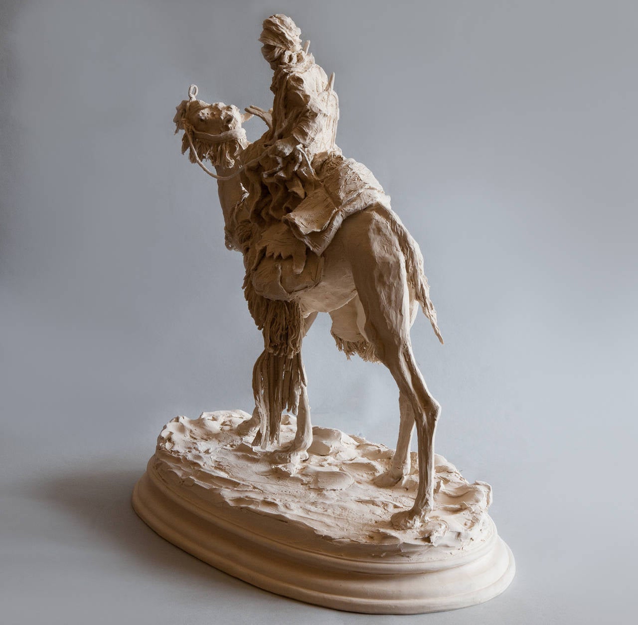 Modern Mounted Touareg on a Dromedary Sculpture in Matte Porcelain For Sale