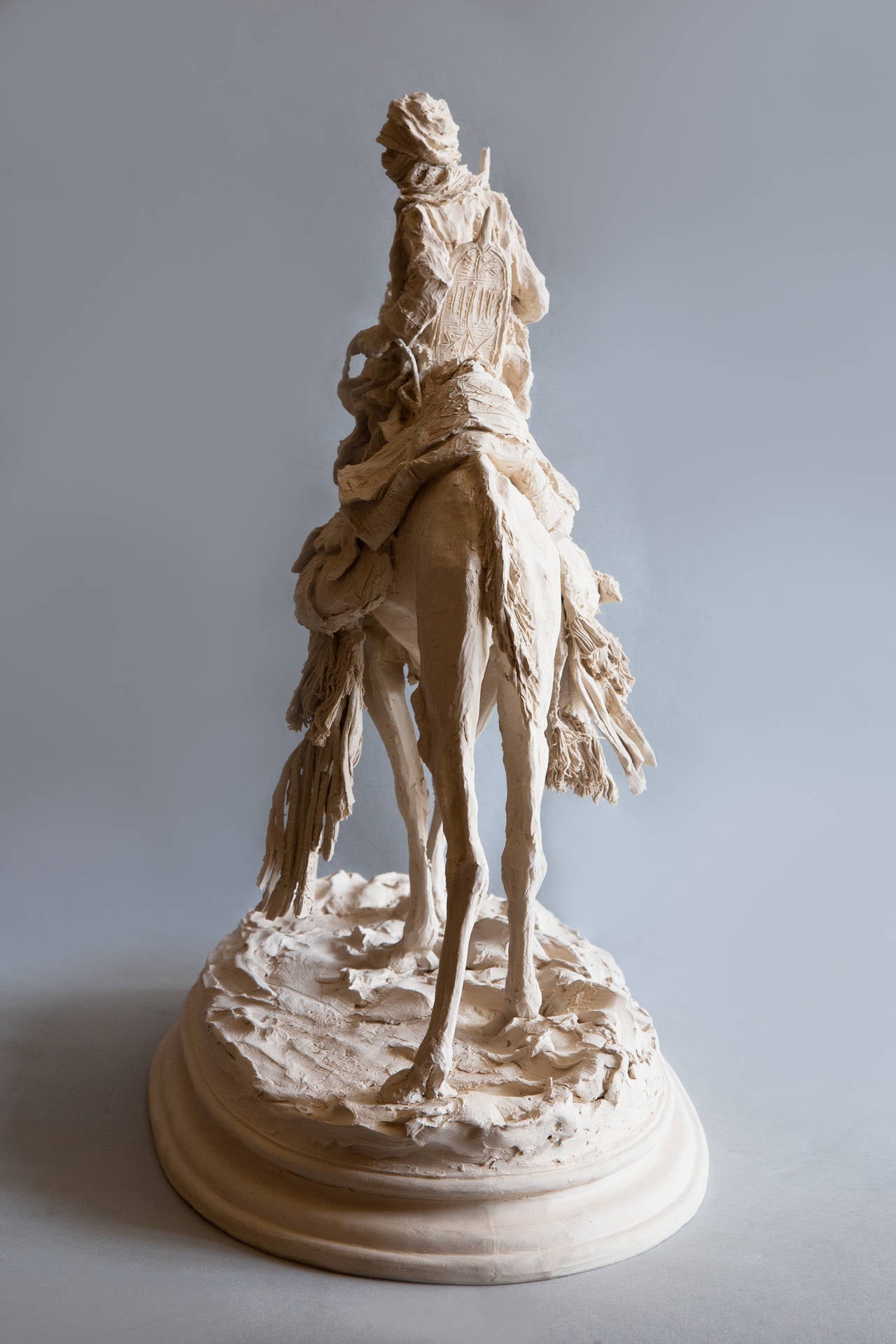 French Mounted Touareg on a Dromedary Sculpture in Matte Porcelain For Sale