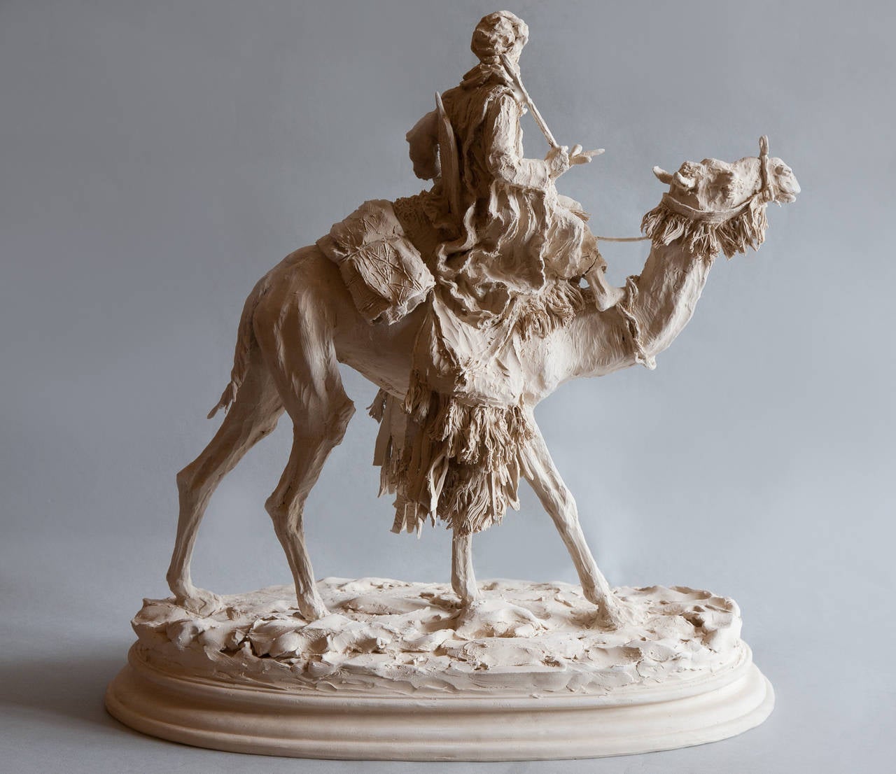 Mounted Touareg on a Dromedary Sculpture in Matte Porcelain In Excellent Condition For Sale In London, GB