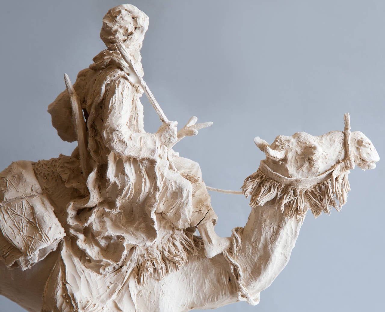 Mounted Touareg on a Dromedary Sculpture in Matte Porcelain For Sale 2