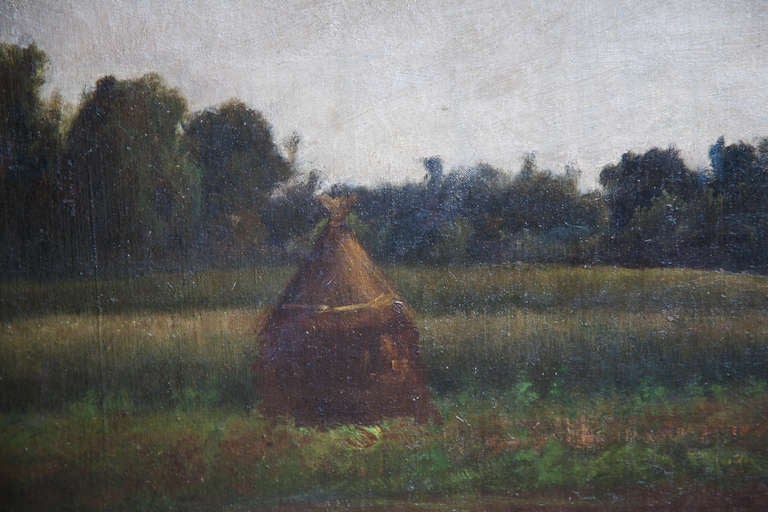 Barbizon School 'Paysage à Auvers', Oil On Canvas, School of Charles François Daubigny C. 1865