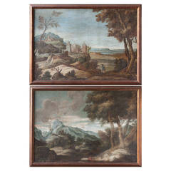 Pair of 18th Century Italian School Naive Landscapes