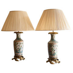 Pair of 19th Century Chinese Vases Converted to Lamps