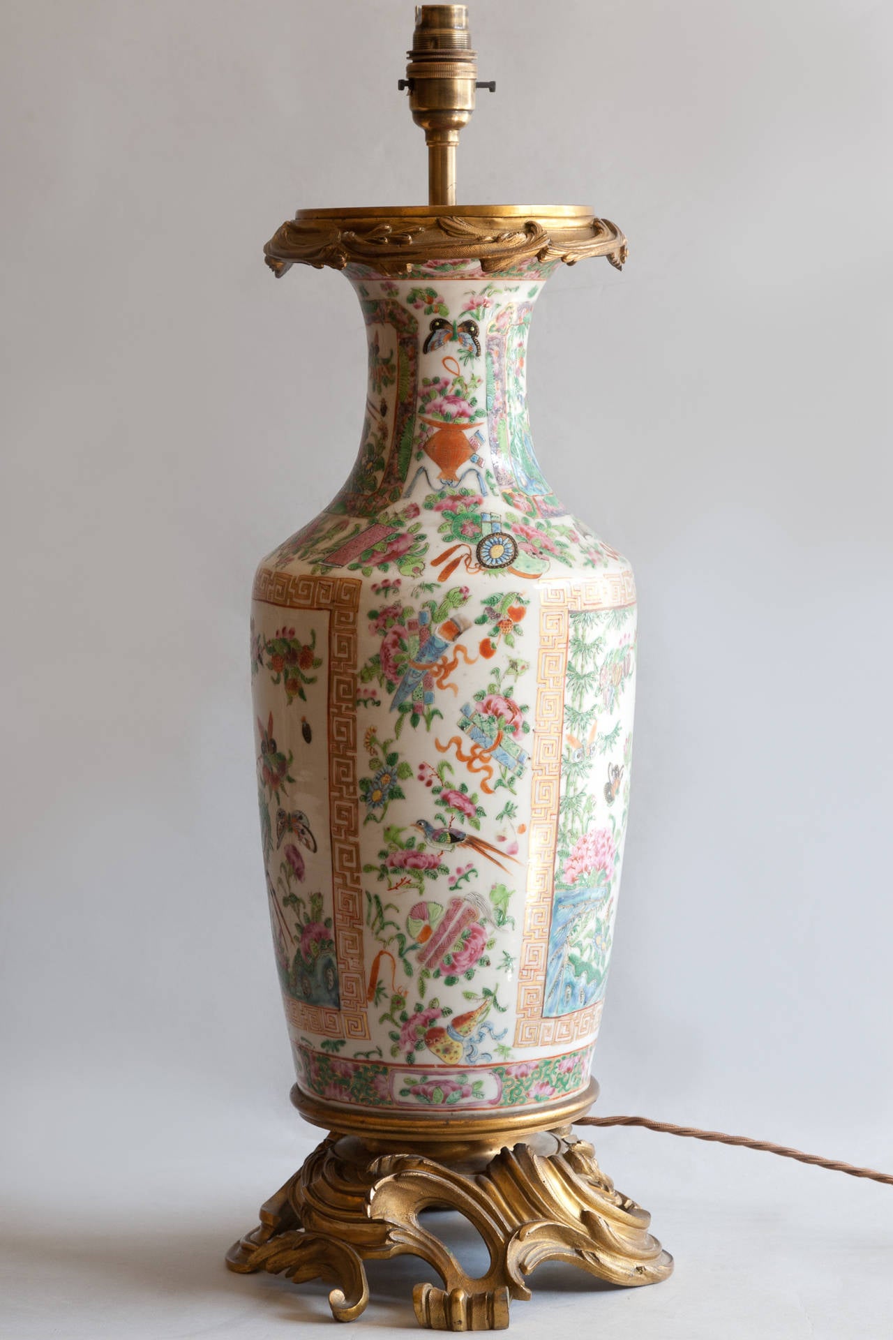 French Pair of 19th Century Chinese Vases Converted to Lamps