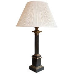 Large Empire Fluted Column Oil Lamp Converted To A Table Lamp