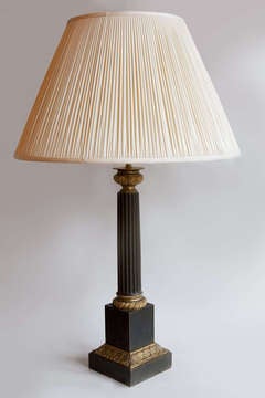 Restauration Fluted Column Oil Lamp Converted To A Table Lamp