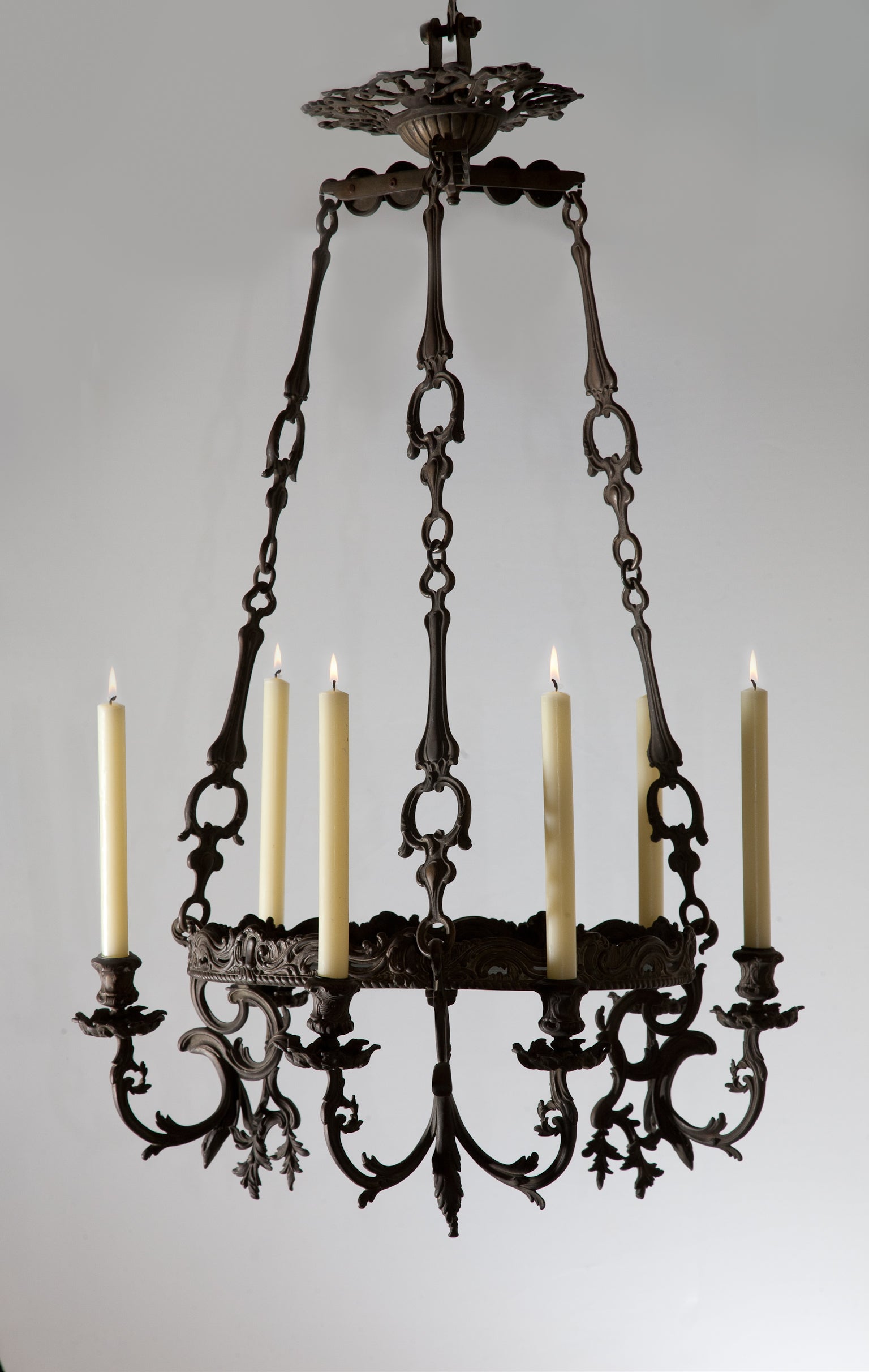 French Brass Three Arm Chandelier C. 1860 For Sale