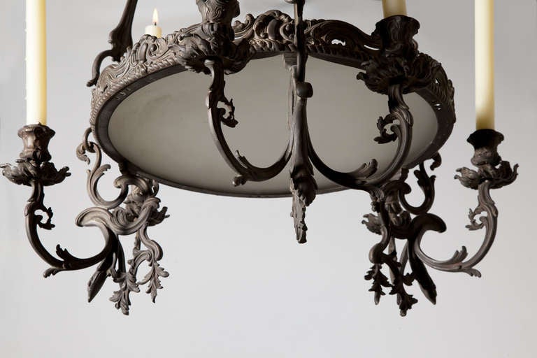 French Brass Three Arm Chandelier C. 1860 For Sale 1