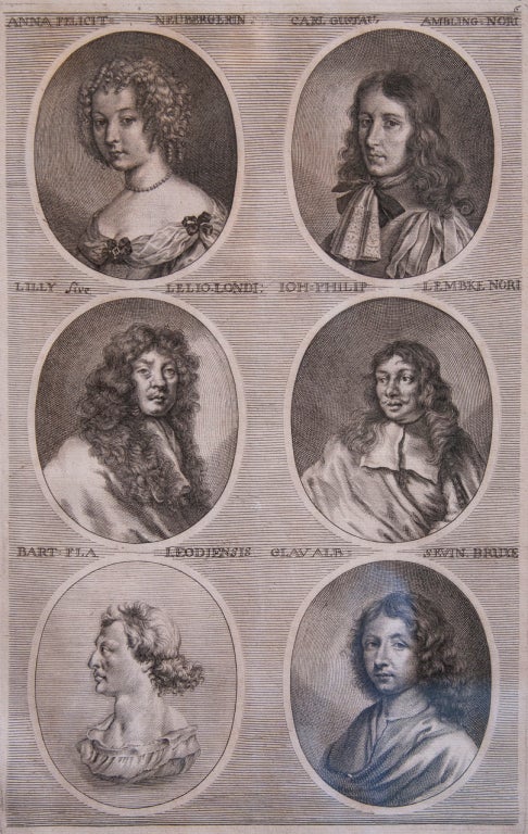 George II Framed 18th Century Prints Of Famous Painters By Philipp Kilian For Sale