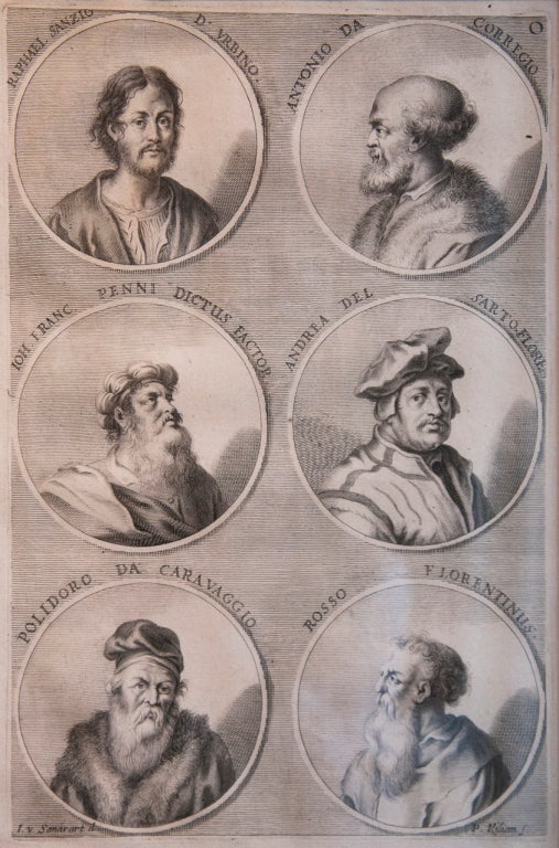 German Framed 18th Century Prints Of Famous Painters By Philipp Kilian For Sale