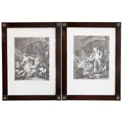 Antique Pair Of Prints By William Hogarth Titled 'Before' & 'After'