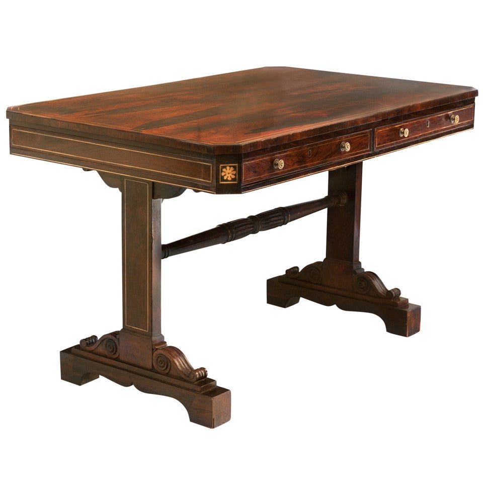 English 19th Century George IV Rosewood Library Table For Sale