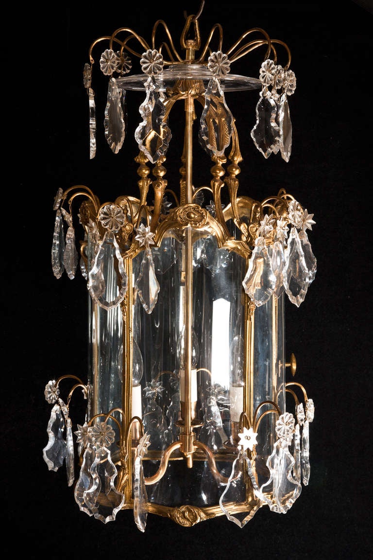 French Gilt Bronze Louis XV Style Pentagonal Lantern Circa 1870