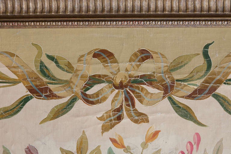 19th Century Aubusson Tapestry Cartoon With Garlands Of Flowers C. 1880 For Sale