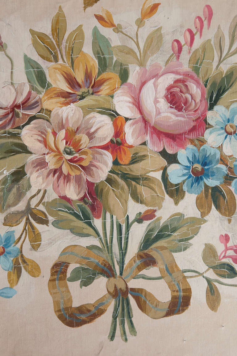 Aubusson Tapestry Cartoon With Garlands Of Flowers C. 1880 In Good Condition For Sale In London, GB