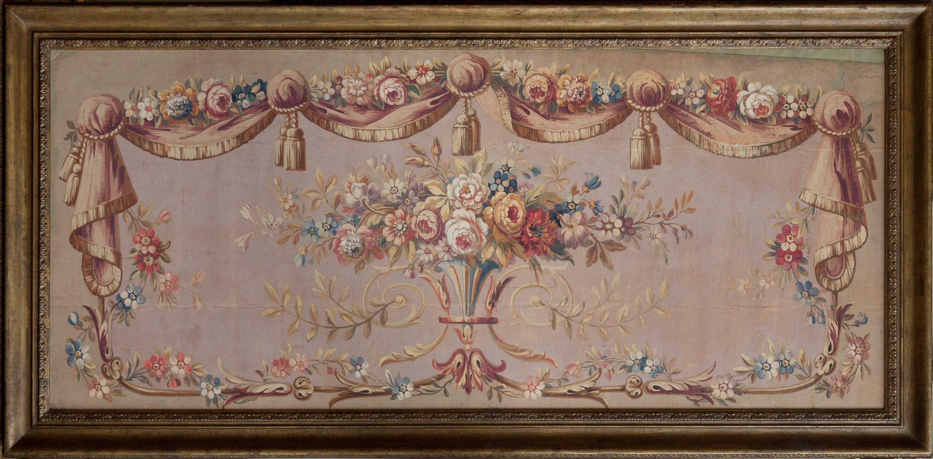 Aubusson Tapestry Cartoon For A Sofa Back In The Directoire Style C.1880 For Sale at 1stDibs