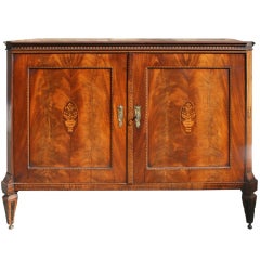 18th Century Flame Mahogany Dutch Commode With Marquetry Decoration