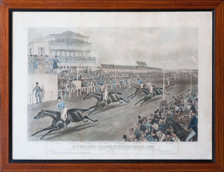 Set Of Four Hand Coloured Aquatints 'Liverpool Grand Steeple Chase 1839' In Good Condition For Sale In London, GB