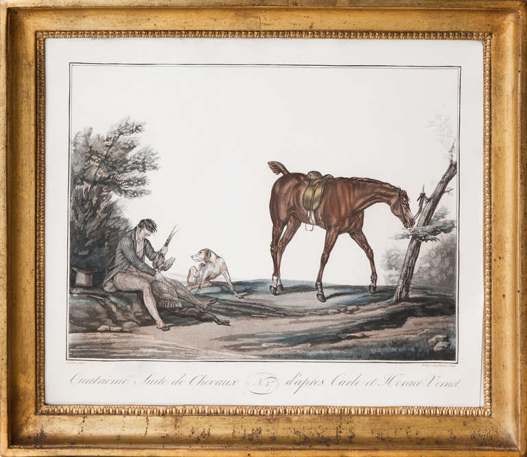 Collection of Seven Framed Engravings of Horses and Riders In Good Condition In London, GB