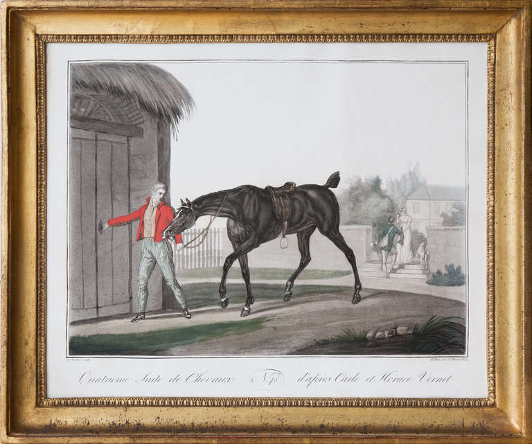18th Century and Earlier Collection of Seven Framed Engravings of Horses and Riders