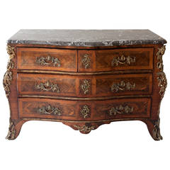 Louis XV Ormolu Mounted Kingwood Marquetry Bombe Commode