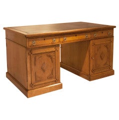English Arts And Crafts Partners Desk In Blonde Oak circa 1870