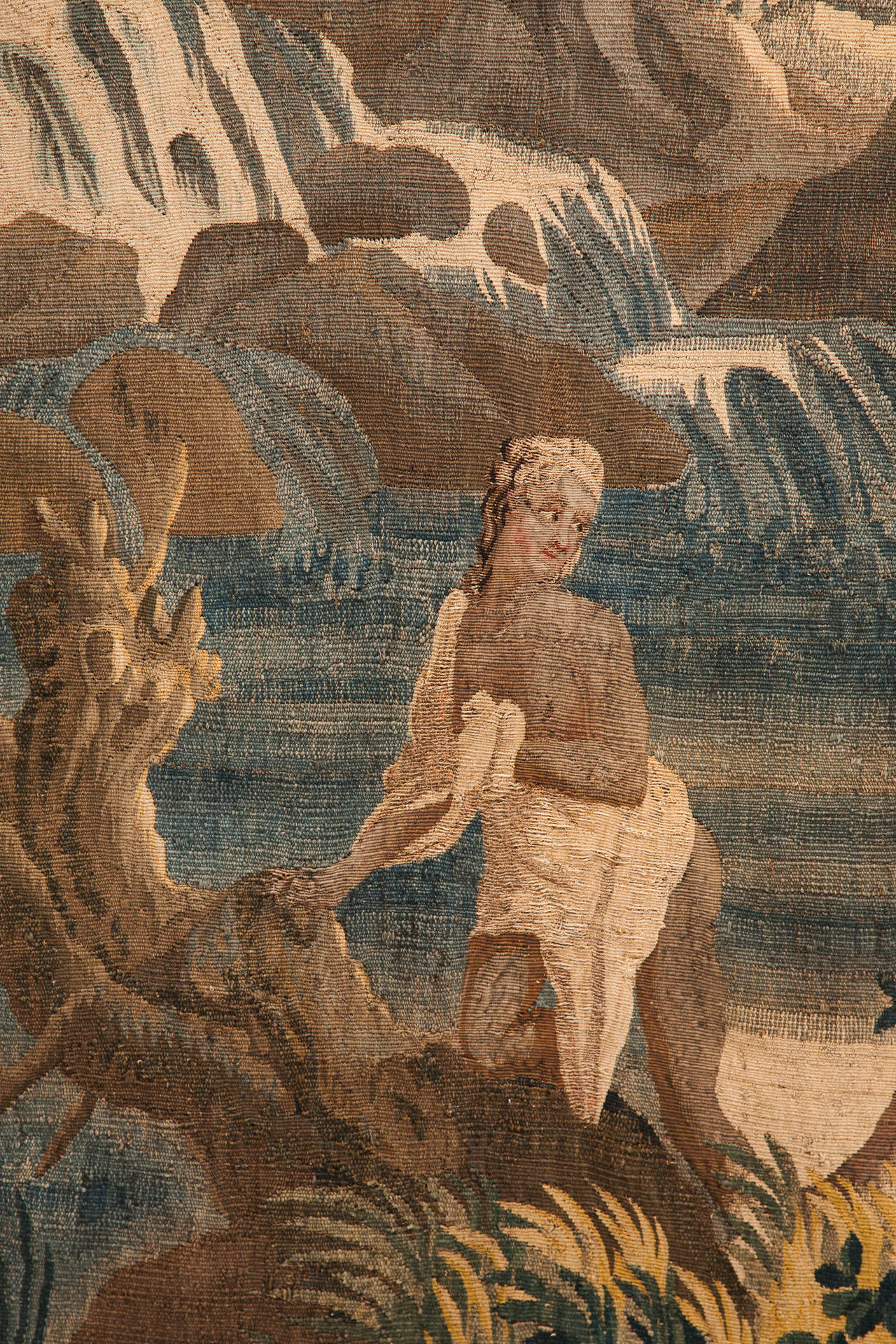 French 18th Century Aubusson Tapestry of Figures Bathing For Sale
