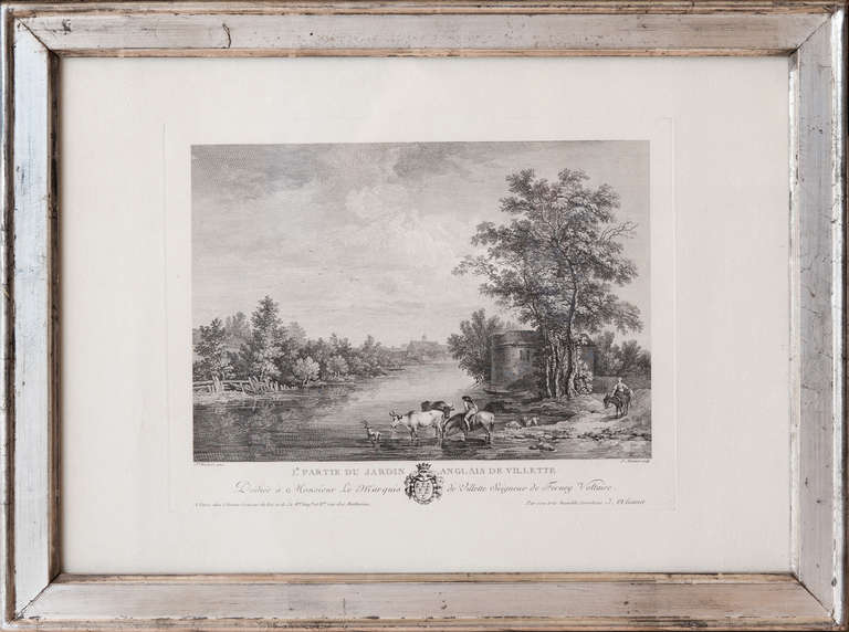 Set Of Four 18th Etchings In Silver Leaf Frames