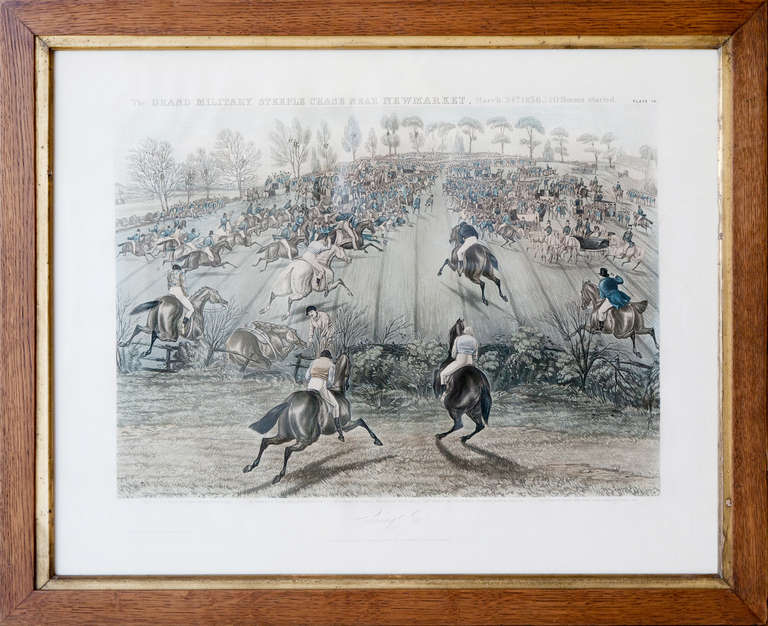 'Coming In' and 'Double Stone Wall - Little Billing'.
From the collection 'The Grand Military Steeple Chase Near Newmarket'.
Drawn and engraved by Charles Hunt.

In original oak frames. 
English, Published 1856 by Ackermann.

Please note we are