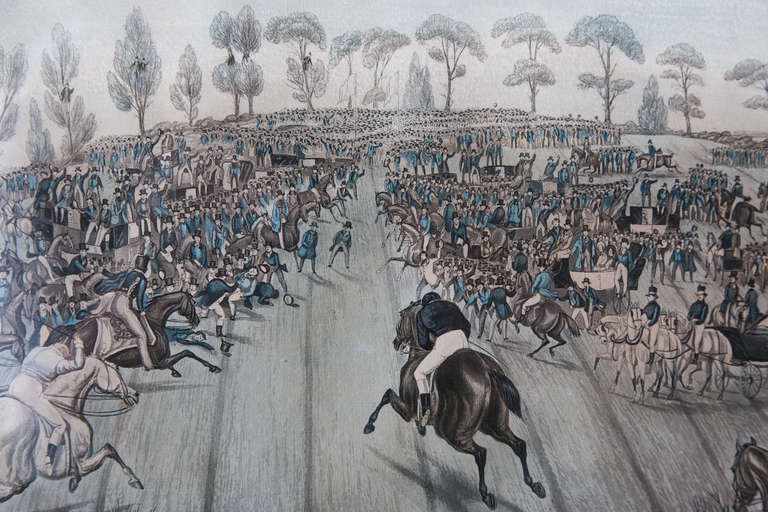 British A Pair Of 19th Century Racing Aquatints After Charles Hunt For Sale